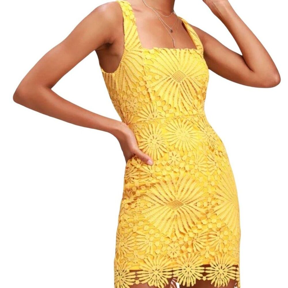 Lulus Yellow Crochet Dress